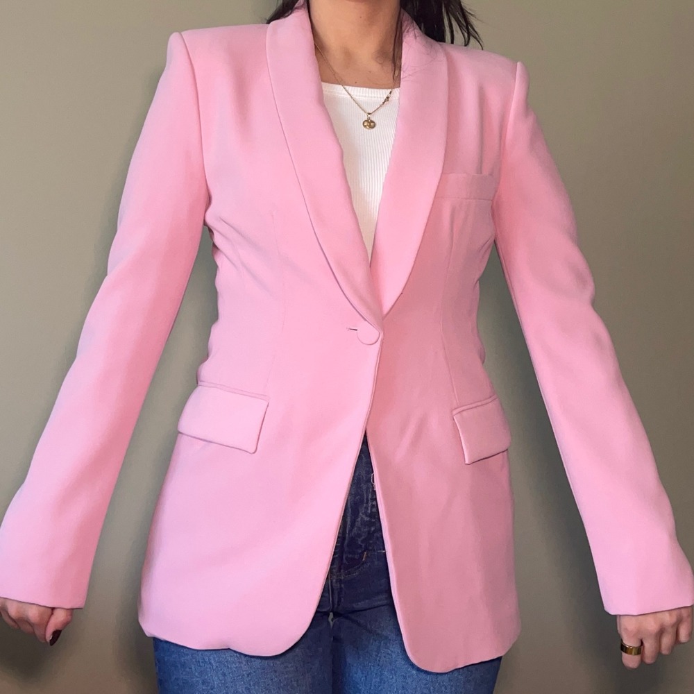 ZARA Pink Shawl Collar Single Button Blazer Jacket Women's Size S - Picture 4 of 7